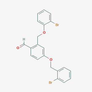 molecular formula C21H16Br2O3 B1517430 4-[(2-Bromobenzyl)oxy]-2-[(2-bromophenoxy)methyl]benzaldehyde CAS No. 1172912-83-2