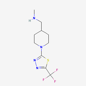 molecular formula C10H15F3N4S B15174623 N-Methyl-1-{1-[5-(trifluoromethyl)-1,3,4-thiadiazol-2-yl]piperidin-4-yl}methanamine CAS No. 958443-36-2