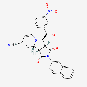 molecular formula C28H18N4O5 B15174655 (3aS,4R,9aS,9bR)-2-(naphthalen-2-yl)-4-[(3-nitrophenyl)carbonyl]-1,3-dioxo-2,3,3a,4,9a,9b-hexahydro-1H-pyrrolo[3,4-a]indolizine-8-carbonitrile 