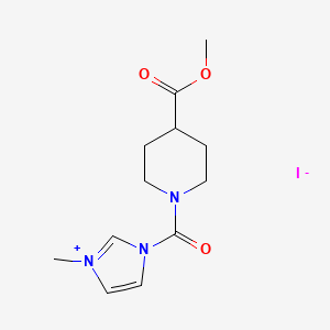 molecular formula C12H18IN3O3 B1517487 1-[4-(methoxycarbonyl)piperidine-1-carbonyl]-3-methyl-1H-imidazol-3-ium iodide CAS No. 1231956-11-8