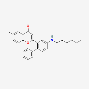 2-[4-(Hexylamino)[1,1'-biphenyl]-2-yl]-6-methyl-4H-1-benzopyran-4-one