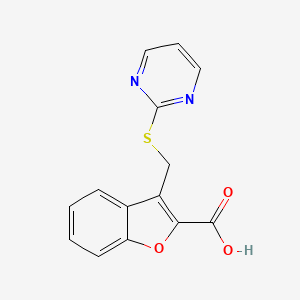 molecular formula C14H10N2O3S B1517627 3-[(嘧啶-2-基硫烷基)甲基]-1-苯并呋喃-2-羧酸 CAS No. 1039812-24-2