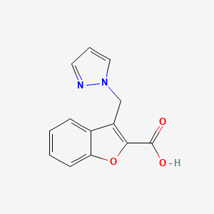 molecular formula C13H10N2O3 B1517632 3-(1H-吡唑-1-基甲基)-1-苯并呋喃-2-羧酸 CAS No. 1152519-08-8