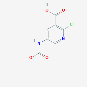 molecular formula C11H13ClN2O4 B1517672 5-tert-ブトキシカルボニルアミノ-2-クロロニコチン酸 CAS No. 885277-14-5