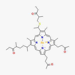 iron(2+);4-methyl-7-[3,8,12-trimethyl-7-[1-(2-methyl-3-oxopentyl)sulfanylethyl]-13,17-bis(3-oxobutyl)porphyrin-22,24-diid-2-yl]octan-3-one