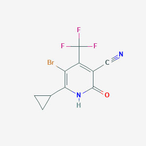 molecular formula C10H6BrF3N2O B1517687 5-Bromo-6-cyclopropyl-2-hydroxy-4-(trifluoromethyl)nicotinonitrile CAS No. 1092352-29-8