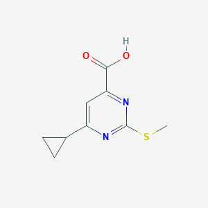 molecular formula C9H10N2O2S B1517712 6-Cyclopropyl-2-(methylsulfanyl)pyrimidine-4-carboxylic acid CAS No. 1118787-11-3