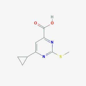 molecular formula C9H10N2O2S B1517712 6-环丙基-2-(甲硫基)嘧啶-4-羧酸 CAS No. 1118787-11-3