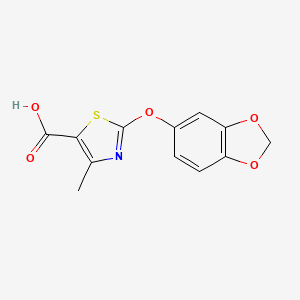 molecular formula C12H9NO5S B1517716 2-(1,3-Benzodioxol-5-yloxy)-4-methyl-1,3-thiazole-5-carboxylic acid CAS No. 1144483-21-5