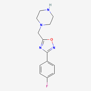 molecular formula C13H15FN4O B1517724 1-{[3-(4-Fluorophenyl)-1,2,4-oxadiazol-5-yl]methyl}piperazine CAS No. 1098360-23-6