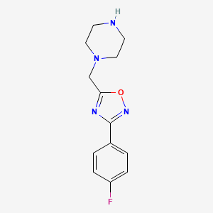 molecular formula C13H15FN4O B1517724 1-{[3-(4-フルオロフェニル)-1,2,4-オキサジアゾール-5-イル]メチル}ピペラジン CAS No. 1098360-23-6