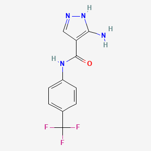 molecular formula C11H9F3N4O B1517735 5-amino-N-[4-(trifluoromethyl)phenyl]-1H-pyrazole-4-carboxamide CAS No. 1186833-12-4