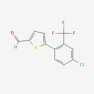 molecular formula C12H6ClF3OS B1517744 5-[4-Chloro-2-(trifluoromethyl)phenyl]thiophene-2-carbaldehyde CAS No. 1096934-92-7