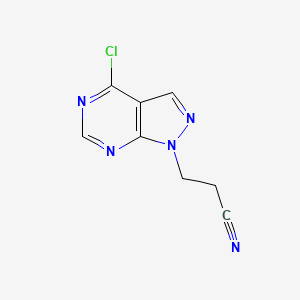 molecular formula C8H6ClN5 B1517749 3-{4-chloro-1H-pyrazolo[3,4-d]pyrimidin-1-yl}propanenitrile CAS No. 1099670-02-6