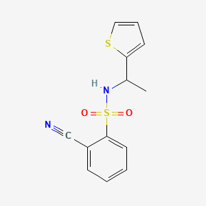 molecular formula C13H12N2O2S2 B1517773 2-cyano-N-[1-(thiophen-2-yl)ethyl]benzene-1-sulfonamide CAS No. 1155087-61-8