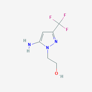 molecular formula C6H8F3N3O B1517793 2-(5-amino-3-(trifluoromethyl)-1H-pyrazol-1-yl)ethan-1-ol CAS No. 1152952-75-4