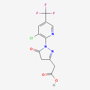 molecular formula C11H7ClF3N3O3 B1517794 2-{1-[3-chloro-5-(trifluoromethyl)pyridin-2-yl]-5-oxo-4,5-dihydro-1H-pyrazol-3-yl}acetic acid CAS No. 1097785-66-4