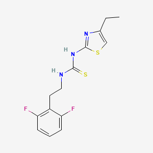 B15178982 Thiourea, N-(2-(2,6-difluorophenyl)ethyl)-N'-(4-ethyl-2-thiazolyl)- CAS No. 149487-86-5