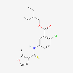 Benzoic acid, 2-chloro-5-(((2-methyl-3-furanyl)thioxomethyl)amino)-, 2-ethylbutyl ester