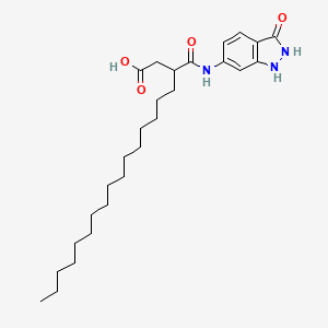 molecular formula C27H43N3O4 B15179485 3-(((2,3-Dihydro-3-oxo-1H-indazol-6-yl)amino)carbonyl)nonadecan-1-oic acid CAS No. 85909-37-1