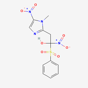 molecular formula C12H12N4O7S B15179528 1-Methyl-alpha,5-dinitro-alpha-(phenylsulfonyl)-1H-imidazole-2-ethanol CAS No. 141363-29-3