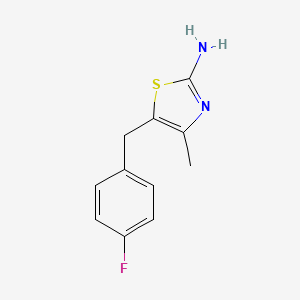 molecular formula C11H11FN2S B1517955 5-[(4-Fluorophenyl)methyl]-4-methyl-1,3-thiazol-2-amine CAS No. 1155998-70-1