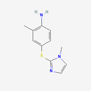 molecular formula C11H13N3S B1517963 2-methyl-4-[(1-methyl-1H-imidazol-2-yl)sulfanyl]aniline CAS No. 1155908-51-2