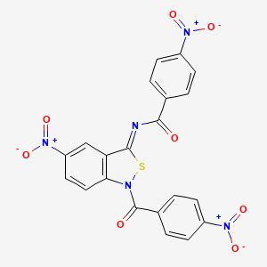 molecular formula C21H11N5O8S B15179670 4-Nitro-N-(5-nitro-1-(4-nitrobenzoyl)-2,1-benzisothiazol-3(1H)-ylidene)benzamide CAS No. 106532-78-9