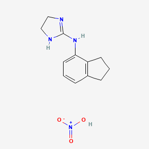 molecular formula C12H16N4O3 B15179748 N-(2,3-Dihydro-1H-inden-4-yl)-4,5-dihydro-1H-imidazol-2-amine mononitrate CAS No. 40507-86-6