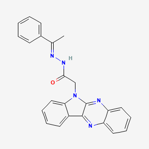 molecular formula C24H19N5O B15180087 6H-Indolo(2,3-b)quinoxaline-6-acetic acid, (1-phenylethylidene)hydrazide CAS No. 116989-96-9