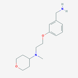 molecular formula C15H24N2O2 B1518038 N-{2-[3-(aminomethyl)phenoxy]ethyl}-N-methyloxan-4-amine CAS No. 1153383-86-8