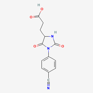 molecular formula C13H11N3O4 B1518039 3-[1-(4-Cyanophenyl)-2,5-dioxoimidazolidin-4-yl]propanoic acid CAS No. 1173293-43-0