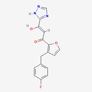 2-Propen-1-one, 1-(3-((4-fluorophenyl)methyl)-2-furanyl)-3-hydroxy-3-(1H-1,2,4-triazol-3-yl)-