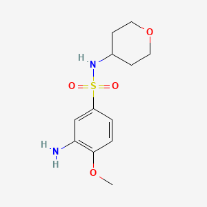 molecular formula C12H18N2O4S B1518064 3-amino-4-methoxy-N-(oxan-4-yl)benzene-1-sulfonamide CAS No. 1153060-26-4