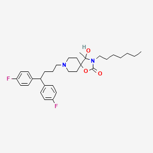 1-Oxa-3,8-diazaspiro(4.5)decan-2-one, 8-(4,4-bis(4-fluorophenyl)butyl)-3-heptyl-4-hydroxy-4-methyl-