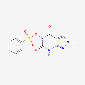 2-Methyl-5-((phenylsulfonyl)oxy)-1H-pyrazolo(3,4-d)pyrimidine-4,6(2H,5H)-dione