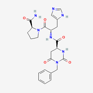 L-Prolinamide, N-((hexahydro-2,6-dioxo-1-(phenylmethyl)-4-pyrimidinyl)carbonyl)-L-histidyl-, hydrate