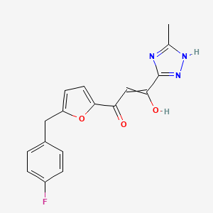 2-Propen-1-one, 1-(5-((4-fluorophenyl)methyl)-2-furanyl)-3-hydroxy-3-(5-methyl-1H-1,2,4-triazol-3-yl)-