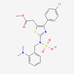 Thiazole-5-acetic acid, 4-(p-chlorophenyl)-2-(o-dimethylamino-alpha-sulfobenzylamino)-, methyl ester