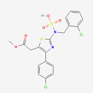 Thiazole-5-acetic acid, 4-(p-chlorophenyl)-2-(o-chloro-alpha-sulfobenzylamino)-, methyl ester