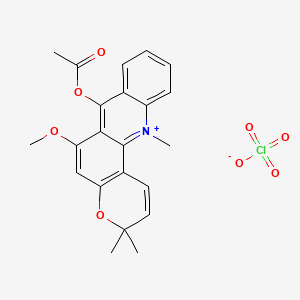 3H-Pyrano(2,3-c)acridinium, 7-(acetyloxy)-6-methoxy-3,3,12-trimethyl-, perchlorate