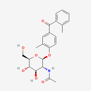 molecular formula C23H27NO7 B15181824 Methanone, (4-((2-(acetylamino)-2-deoxy-beta-D-glucopyranosyl)oxy)-3-methylphenyl)(2-methylphenyl)- CAS No. 83357-08-8