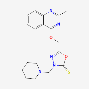 1,3,4-Oxadiazole-2(3H)-thione, 5-(((2-methyl-4-quinazolinyl)oxy)methyl)-3-(1-piperidinylmethyl)-