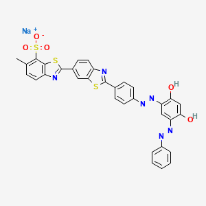 Sodium 2'-(4-((2,4-dihydroxy-5-(phenylazo)phenyl)azo)phenyl)-6-methyl(2,6'-bibenzothiazole)-7-sulphonate