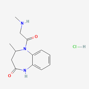 molecular formula C13H18ClN3O2 B1518282 4-methyl-5-[(methylamino)acetyl]-1,3,4,5-tetrahydro-2H-1,5-benzodiazepin-2-one hydrochloride CAS No. 1171521-57-5
