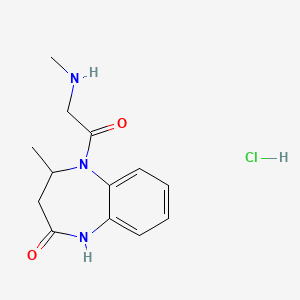 molecular formula C13H18ClN3O2 B1518282 4-methyl-5-[2-(methylamino)acetyl]-2,3,4,5-tetrahydro-1H-1,5-benzodiazepin-2-one hydrochloride CAS No. 1171521-57-5