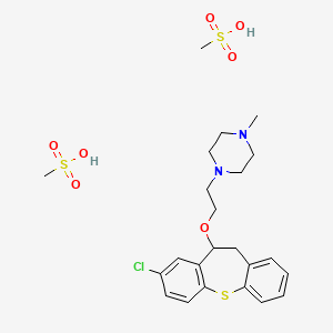 molecular formula C23H33ClN2O7S3 B15182936 Piperazine, 1-(2-((8-chloro-10,11-dihydrodibenzo(b,f)thiepin-10-yl)oxy)ethyl)-4-methyl-, dimethanesulfonate CAS No. 93665-55-5