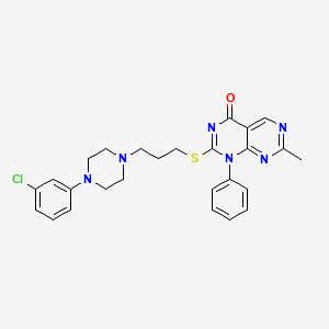 Pyrimido(4,5-d)pyrimidin-4(1H)-one, 2-((3-(4-(3-chlorophenyl)-1-piperazinyl)propyl)thio)-7-methyl-1-phenyl-