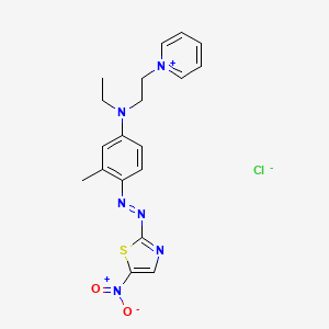 molecular formula C19H21ClN6O2S B15183369 1-[2-[Ethyl[3-methyl-4-[(5-nitrothiazol-2-YL)azo]phenyl]amino]ethyl]pyridinium chloride CAS No. 94442-15-6