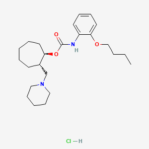 molecular formula C24H39ClN2O3 B15183414 Carbamic acid, (2-butoxyphenyl)-, 2-(1-piperidinylmethyl)cycloheptyl ester, monohydrochloride, trans- CAS No. 172800-02-1